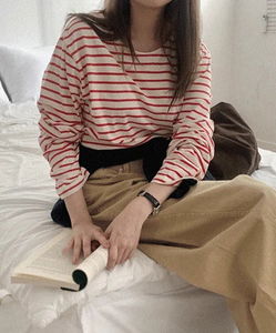 Shuiren Cotton Striped Long Sleeve T-shirt