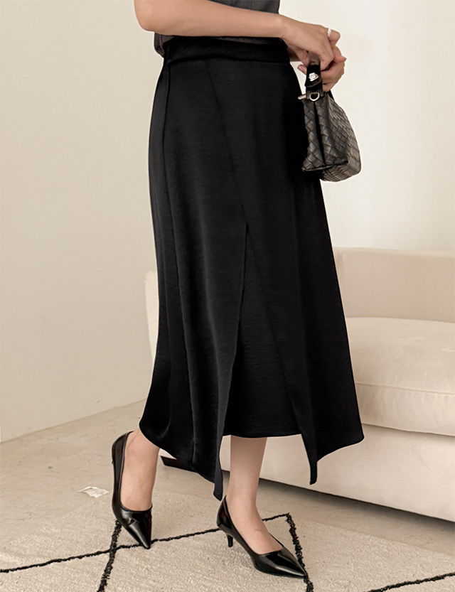 시오어 뒷밴딩 레이어드 새틴 스커트 80432