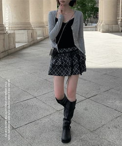 Dylan Check Ribbon Cancan Mini Skirt