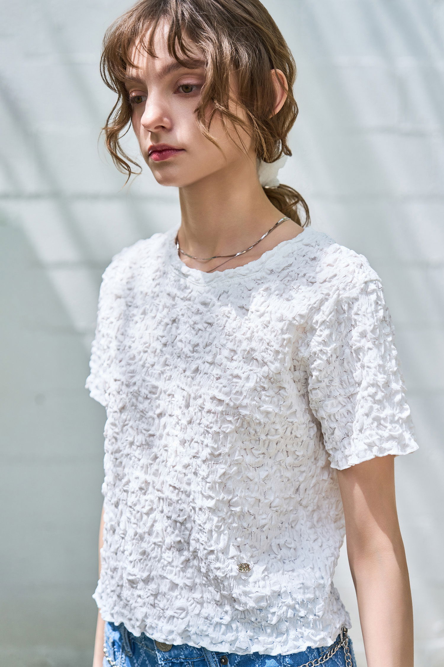 WOMAN 링클 베이직 반팔 티셔츠