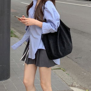 스웨이드 빅백 레더 배색 숄더백 토트백 가방