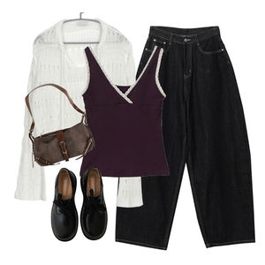 jeans,knitwears,sleeveless 코디