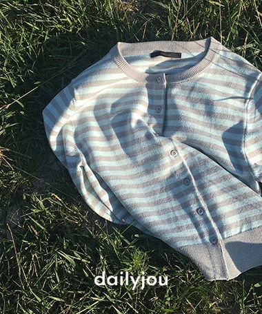 凱利曼條紋圓領開襟衫