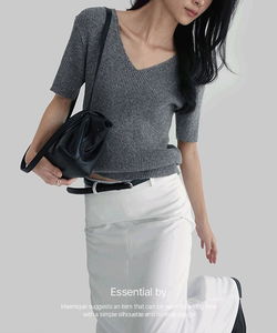 Barnes Basic Soft V- V-Neck Short Sleeve Knitwear 