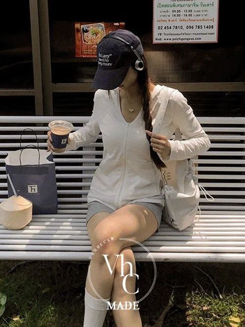 V領透視網紗連帽外套