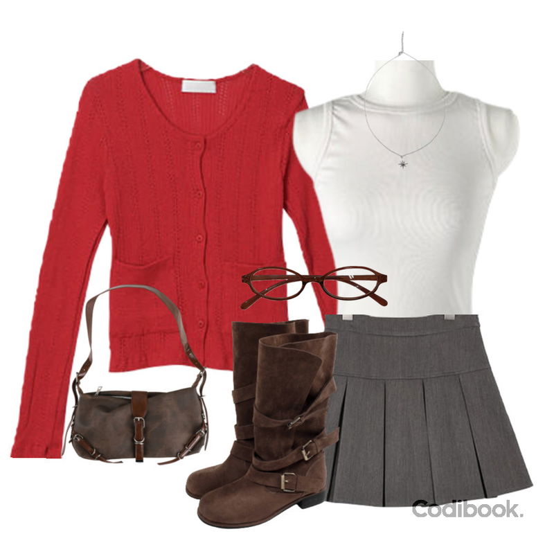 BEIDELLI 뉴진스 하이틴 반플리츠 스커트,AAKE MINI OVAL GLASSES (4color),anyonemore 미에 스파클 실버 목걸이등을 매치한 코디