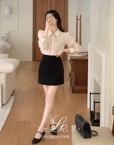 職場風簡約黑色迷你裙