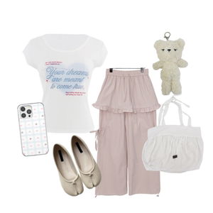 ShortSleeve,pants,flats,shoulderbag,phonecase,pink 코디