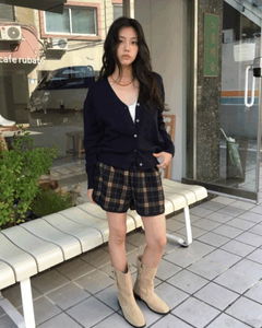 Tartan check line shorts