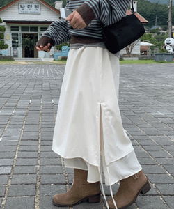 Noriel Layered Ribbon Long Skirt