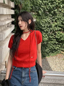 Bena V-Neck short-sleeved knitwear