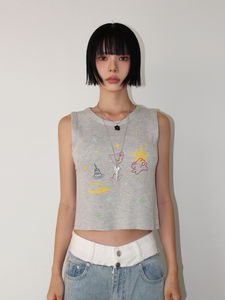 KITSCH PRINT KNIT SLEEVELESS