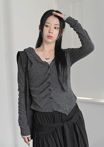 Tennessee Shirring Hooded Cardigan