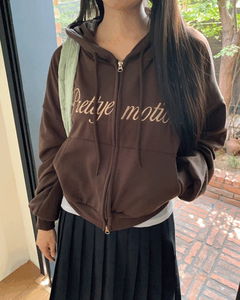 어링 투웨이 레터링 포켓 긴팔 후드 집업