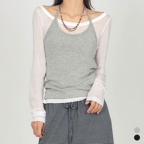 Deep Halter Sleeveless Set T-Shirt TS055