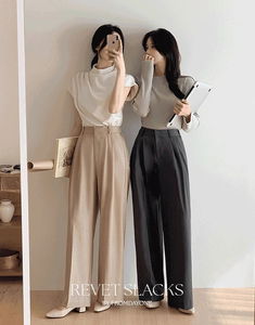 鉚釘造型三種長度打褶寬褲