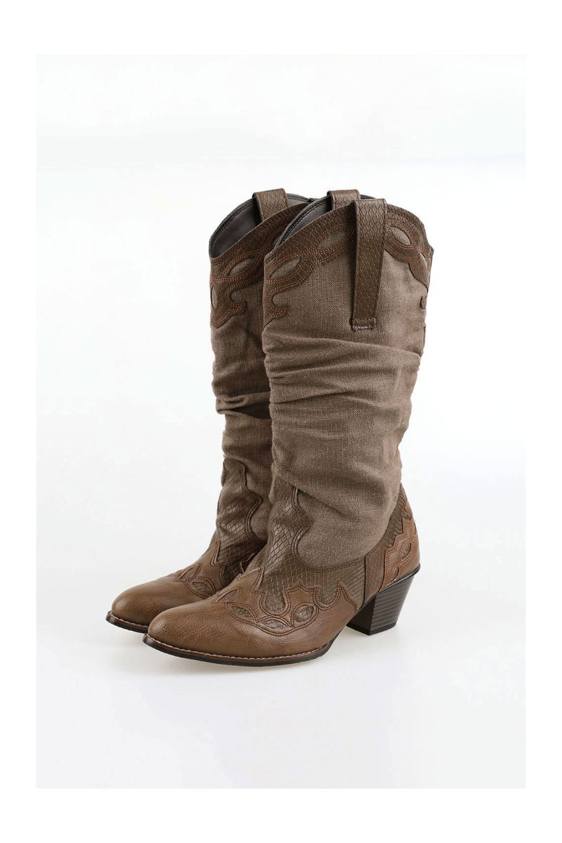 Linen leather western boots 靴子