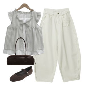 pants,sleeveless,flats 코디