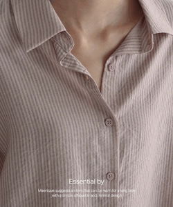 델레이 스트라이프 오버핏 레이온 셔츠