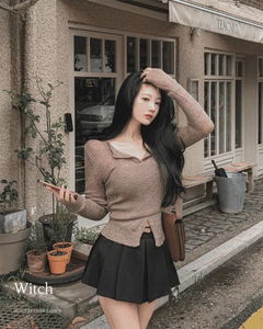 Witch Knitwear Crop Sleeveless Round Neck Long Sleeve Cardigan Set Slim Fit Loose Fit In-between Season Two-Piece