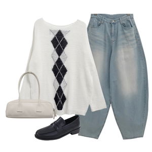 jeans,knitwears,loafers 코디