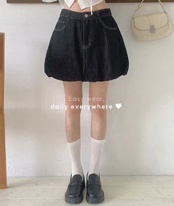 미뇽데님skirt (논페이드치마바지,벌룬팬츠,생지데님,청치마)