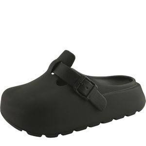 Buckle Platform Soft Rubber Slippers 5cm Black