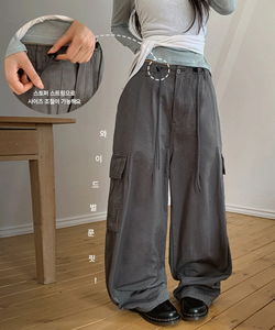 多功能綁帶鬆緊棉質寬褲