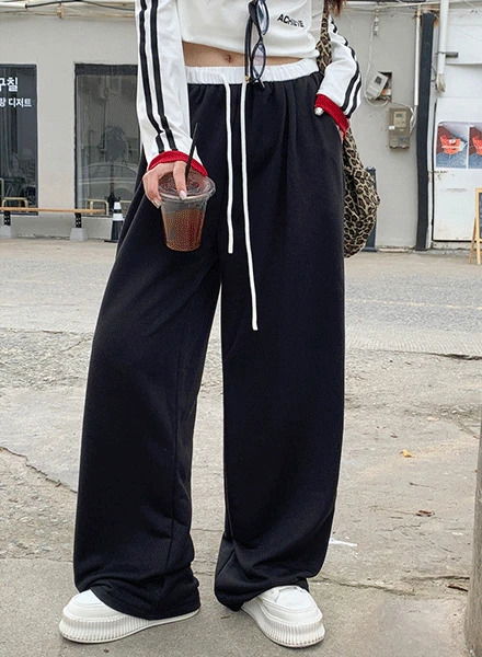 언더 밴딩 와이드 팬츠