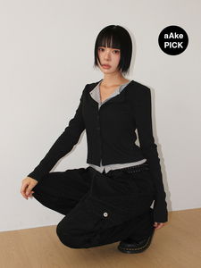 LAYERED RIB CARDIGAN