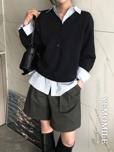 맥스 브이넥 버튼 맨투맨