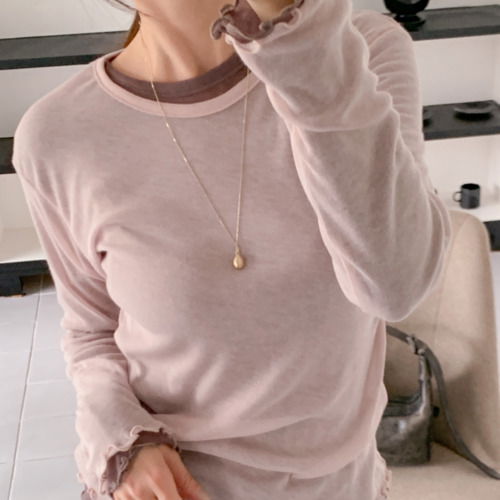 시스루 라운드넥 티셔츠