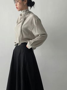 Leila High Neck Tie Blouse