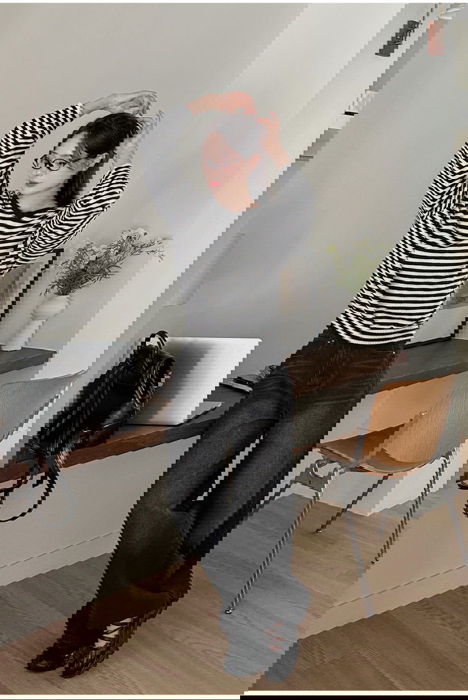 리리앤코 프롬리오 코튼 와이드 히든밴딩 데님 팬츠 청바지