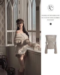 Fromdel Off- Loose-fit Fit A-Line Vertical Ribbed Wool Knitwear 