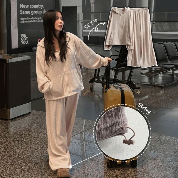 멘리 루즈핏 후드집업&와이드팬츠 세트 셋업 (5color)