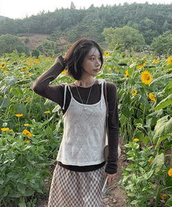 Marrone Ribbon Knitwear Sleeveless Bustier