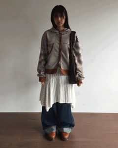 Melting Stripe Hooded Zip-Up