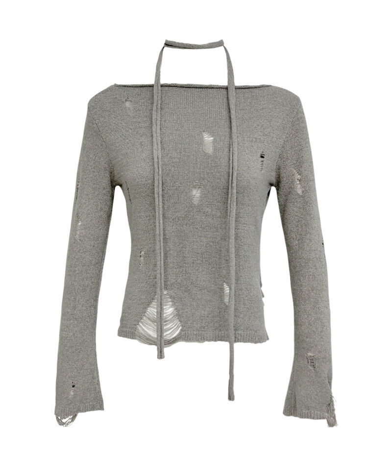 不規則剪裁鏤空肩帶針織外套