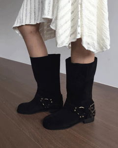 ダブルバックルスエードブーツ