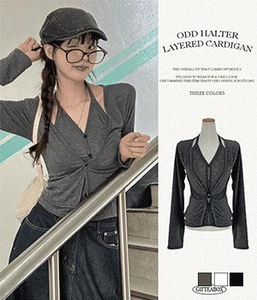 오드 홀터 레이어드 일체형 가디건