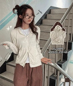 Mols Flower Foliage Two-Way Hooded Zip-Up