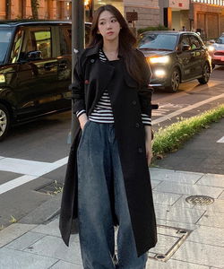 Premium Classic Loose-fit -Fit Long Trench Coat Belt Set with Burberry Waistband