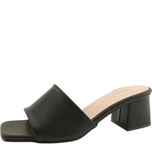 국내제작 스퀘어토 미들힐 뮬 슬리퍼 5cm 블랙