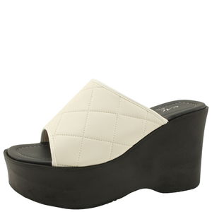 국산 퀄팅 웨지힐 하이힐 가보시 슬리퍼 9cm 화이트