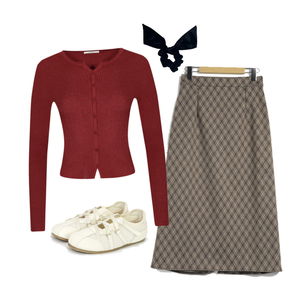 skirt,Cardigan/Vest,flats 코디