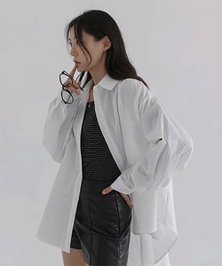 Monesse Boxy Collar Unbalanced Shirt