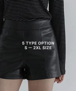 S-2XL Obir Glossy Line Leather Shorts