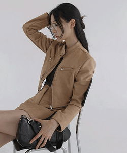 카모젠 스웨이드 자켓 & 스커트 2피스 세트