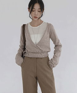 마이티 스트랩 랩 니트 가디건